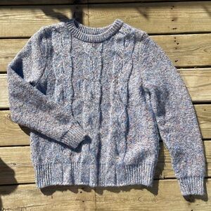 Periwinkle Speckled Cable Knit Sweater